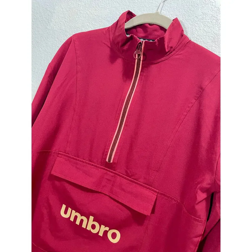 Umbro Cranberry Red Half Zip Pullover Jacket Kids Size XL Lightweight Activewear